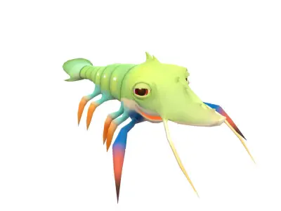 Gaint River Prawn Animated  Low-poly 3D model