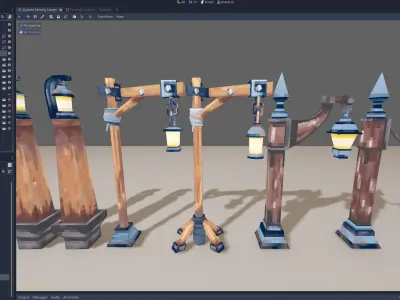 Stylized Fantasy Exterior Lamps Low-poly 3D model