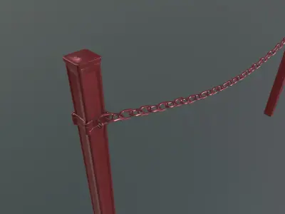 Modular Red Chain Barrier Low-poly 3D model