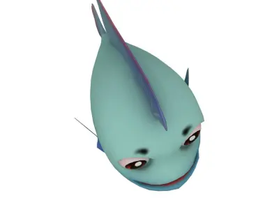 Blue Tilapia Fish Cartoon Animated Low-poly 3D model