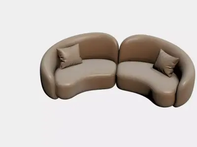 Luxury Curved Sofa Organic Designer Furniture Textures Included Free 3D model 4