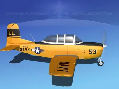Beechcraft T-34 Mentor V14 USN 3D model