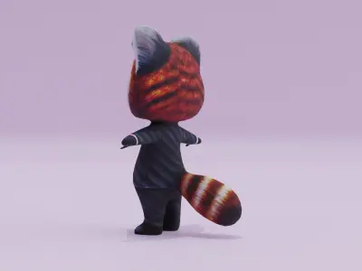 Red Panda Suit Charatcer T-Pose Low-poly 3D model