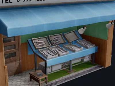 Tokyo Fishmonger Low-poly 3D model