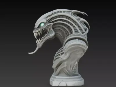 Alien Horror Creature Bust STL Sci Fi 3D print model