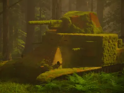 Tank in the Forest 3d Scene 3D model