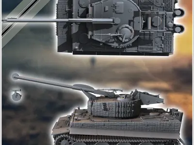 Panzer VI Tiger Ausf E Bergetiger heavy engineering tank - minia 3D print model