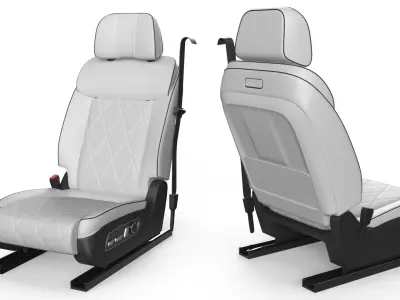 White Leather Car Seat with Seatbelt 3D model