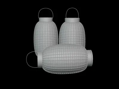 Japanese lantern Low-poly 3D model