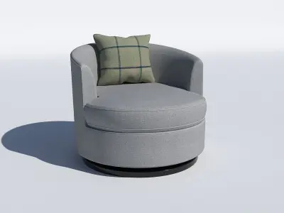 kresla swivel chair with plaid pillow 3D model