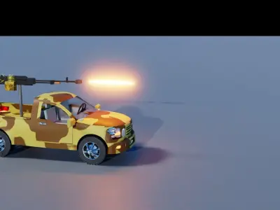 Fighting Verhicle Machine Gun Firing  Low-poly 3D model