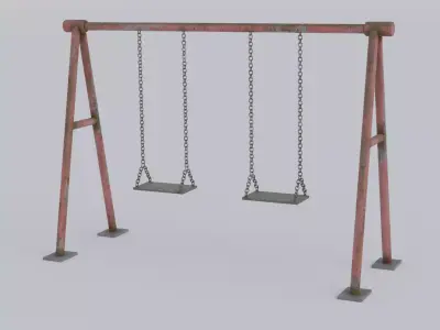 Outdoor swing for kids Low-poly 3D model
