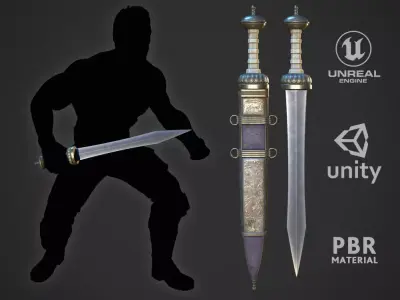 Centurion Gladius Low-poly 3D model