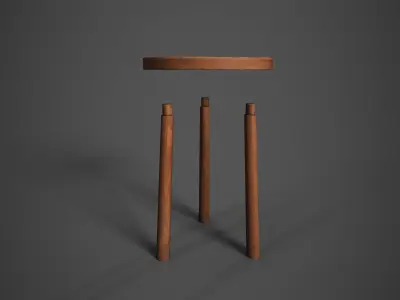 Simple Medieval Stool Low-poly 3D model