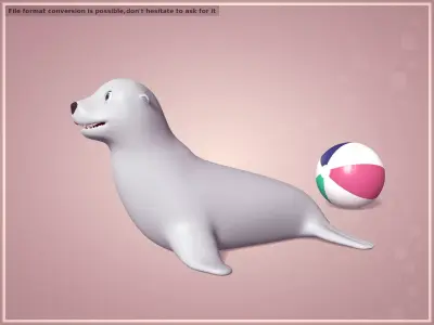 Cartoon Seal Low-poly 3D model