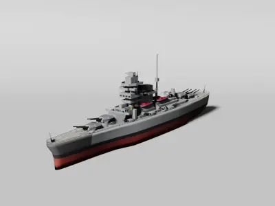 Historical German WW2 battleship 3D model