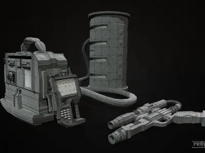 Game Ready SciFi Props Pack Low-poly 3D model