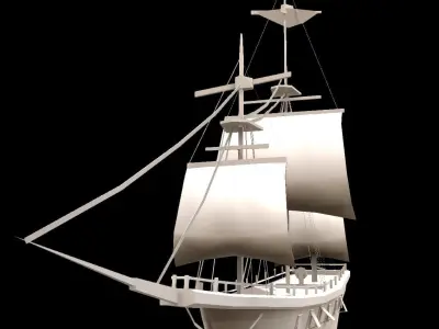 Medieval Ship Low-poly 3D model