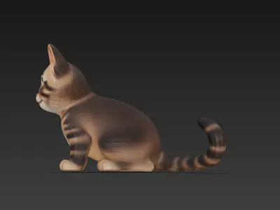 Cat Kitten Realistic 3D Model Basic - Low Poly Realistic Low-poly 3D model