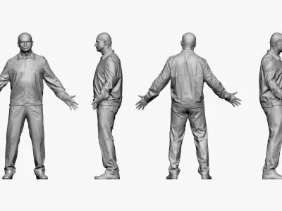 001296 man in security black suit low poly Low-poly 3D model