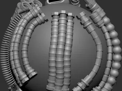 55 IMM Brushes Hoses And Tubes Low-poly 3D model