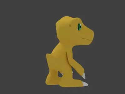 Agumon dinosaur with eyes Low-poly 3D model