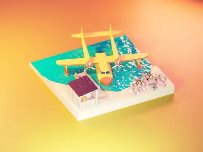 Cartoon talespin scene 3D model