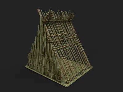 Bamboo Shelter 4 Low-poly 3D model