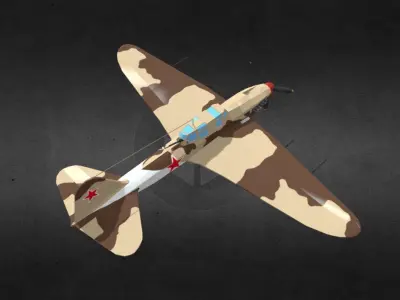 IL-2 S fighter plane with camouflage Low-poly 3D model