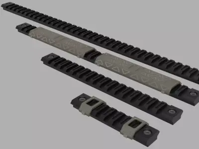 Picatinny RAS RIS Rails and Covers 3D model