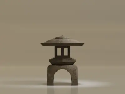 Low-Poly Tourou stone pagoda Low-poly 3D model