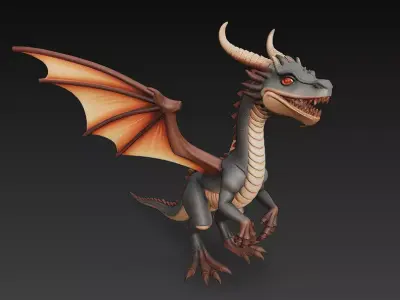 Dragon Realistic 3D Model Basic - Low Poly Realistic Low-poly 3D model
