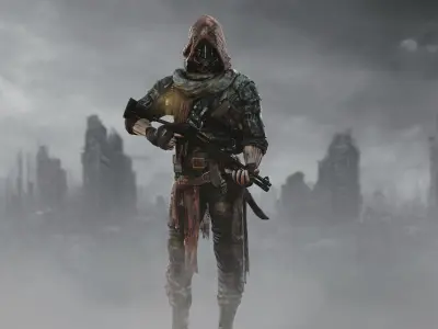 Post Apocalyptic Man Low-poly 3D model