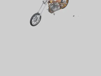 Custom Chopper Motorcycle model Low-poly 3D model