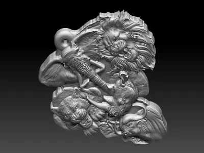 HM Africa s Wild Five Keychain 3D print model