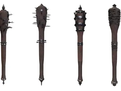 Modular Melee Mace Pack Low Poly Weapon Procedural Parts Low-poly 3D model