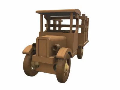 Wooden car toy truck 2 Free 3D model