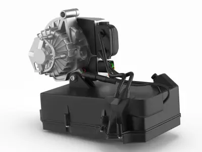 Electric Engine with Battery 3D model