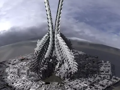 Robot Dino Spine Curved Tower tall 3D model