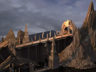 Mongal Castle mountain bridge 4  3D model