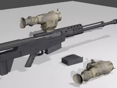 AS50 sniper gun Low-poly 3D model