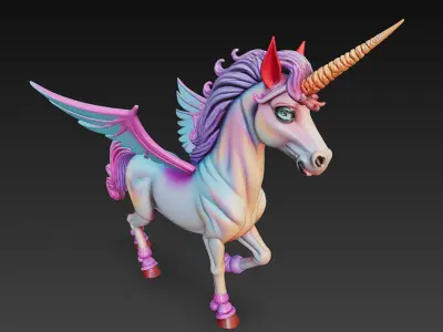 Unicorn Realistic 3D Model Basic - Low Poly Realistic Low-poly 3D model