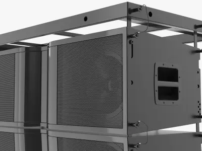 Line Array Speaker System with Rigging Frame 3D model