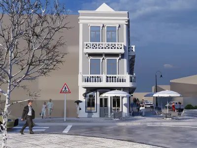 43x5m Multifamily 3 Storey Commercial Building SketchUp Only 3D model