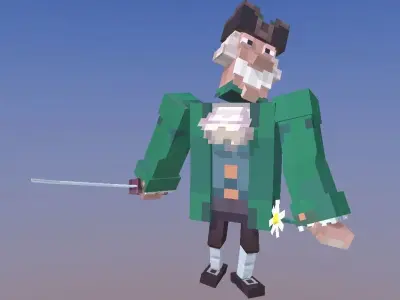 Dr Livsey in minecraft style Low-poly 3D model