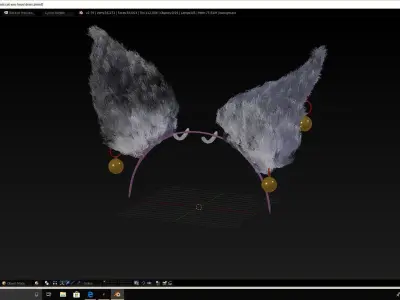 Cat furry cat ear headband 3D model