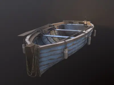 Old Fishing Boat Low-poly 3D model