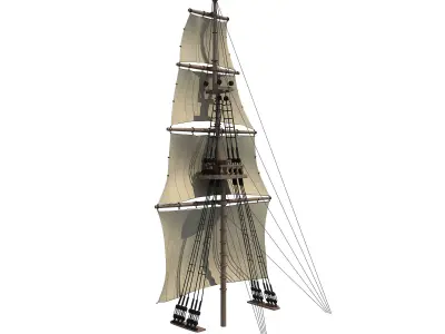 White Sailing Ship Mast 2 3D model
