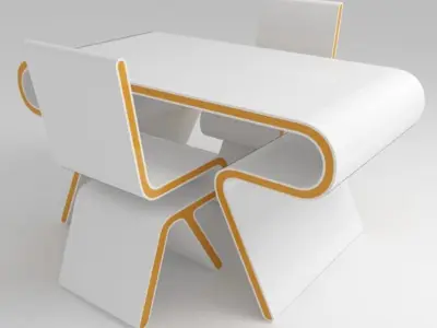 multi chair and table Free low-poly 3D model