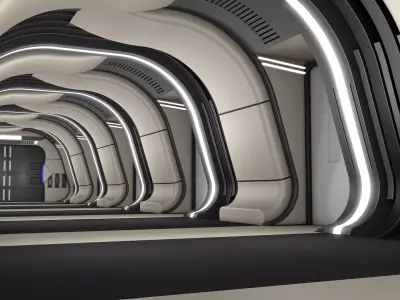 Sci Fi Corridor Interior 3D model 6